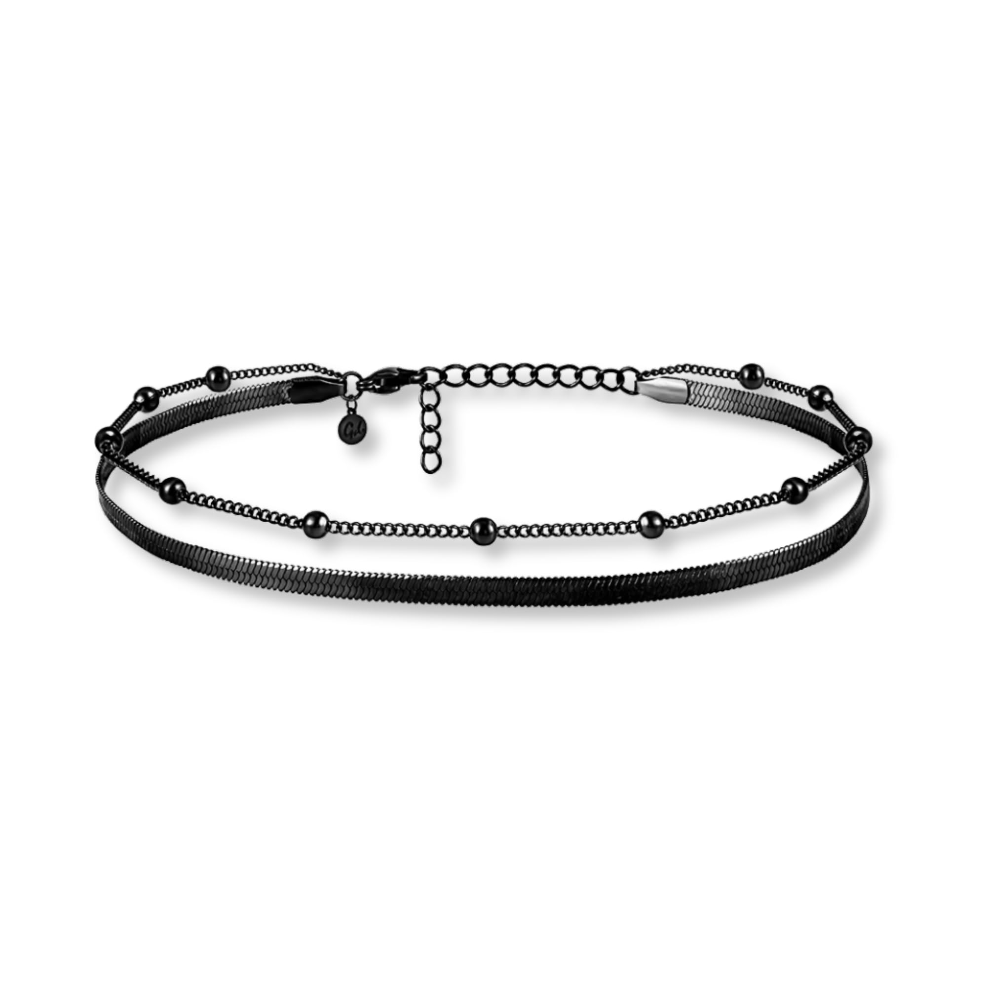 Gd. GOOD.designs EST. 2015 Fußkettchen für Damen I Mehrreihige Fußkette - Verstellbar I Schlangenkette Fußschmuck in Gold - Silber - Rosegold - Schwarz I Wasserfest