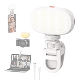 Smiling Shark Mini Photo Lighting, LED Video Light with Clip USB Rechargeable CRI 95+ 3 Colors Light Dimmable Rotatable Cold Shoe Mount Portable Camera Light for Live Laptop Phone Video