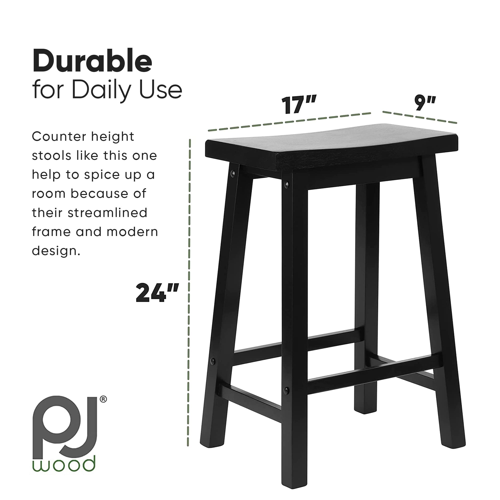 Amazon.com: PJ Wood 24 Inch Saddle - Wood Saddle Counter Stool