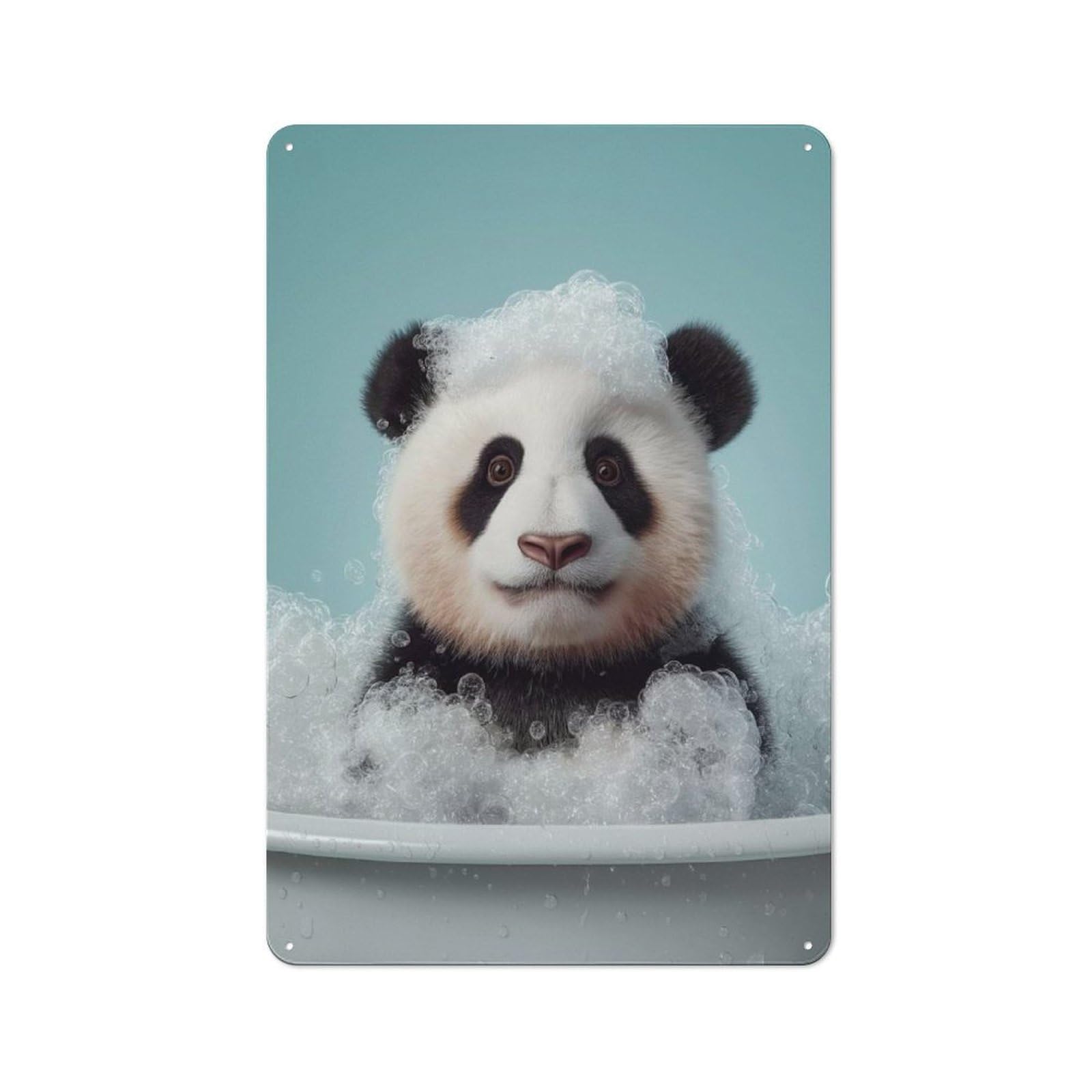 Junmoney Panda Cub In A Bubble Bath Shed Style Rustic Tin Sign 30X20cm Featuring Utility Space Decor For Conservatory, Home Bar Or Utility Room