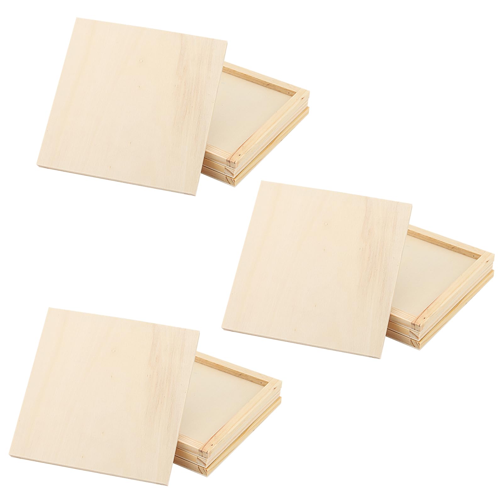 12 Pack 15 x 15 x 1cm Wood Canvas Panels, 6 Inch Square Wooden Canvas Board, Unfinished Cradled Wood Panels for Painting, Drawing Art Crafts