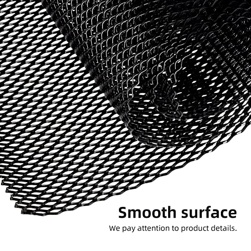Image of AggAuto Universal 40 inchx13 inch Car Grill Mesh - 100x33cm Aluminum Alloy Automotive Grille Insert Bumper 5x10mm Rhombic Hole, One of the Most Multifunctional Shape Grids Black