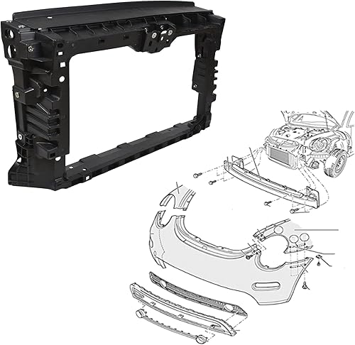 Miniatura 4 de munirater Soporte de radiador de repuesto para Volkswagen Passat 561805588C9B9 2016-2018, color negro