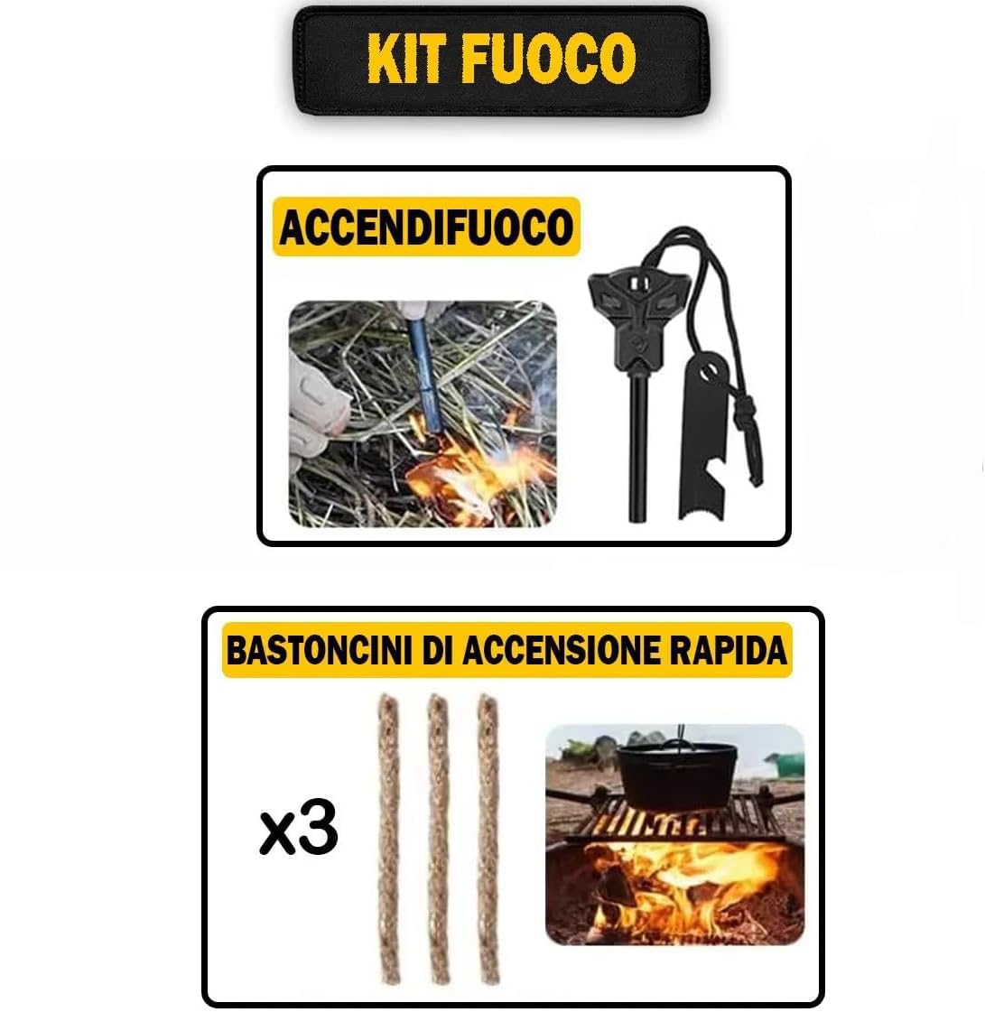 Kit di Sopravvivenza Avanzato – Kit di Emergenza con 20 Strumenti Multifunzione e Più di 60 Articoli di Primo Soccorso – Estremamente Completo – Pratico - Leggero