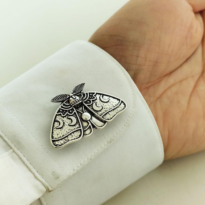 skull moth buttons cover death head moth cufflinks butterfly brooch insect lapel pin men suit accessories Halloween shirt jewelry clip
