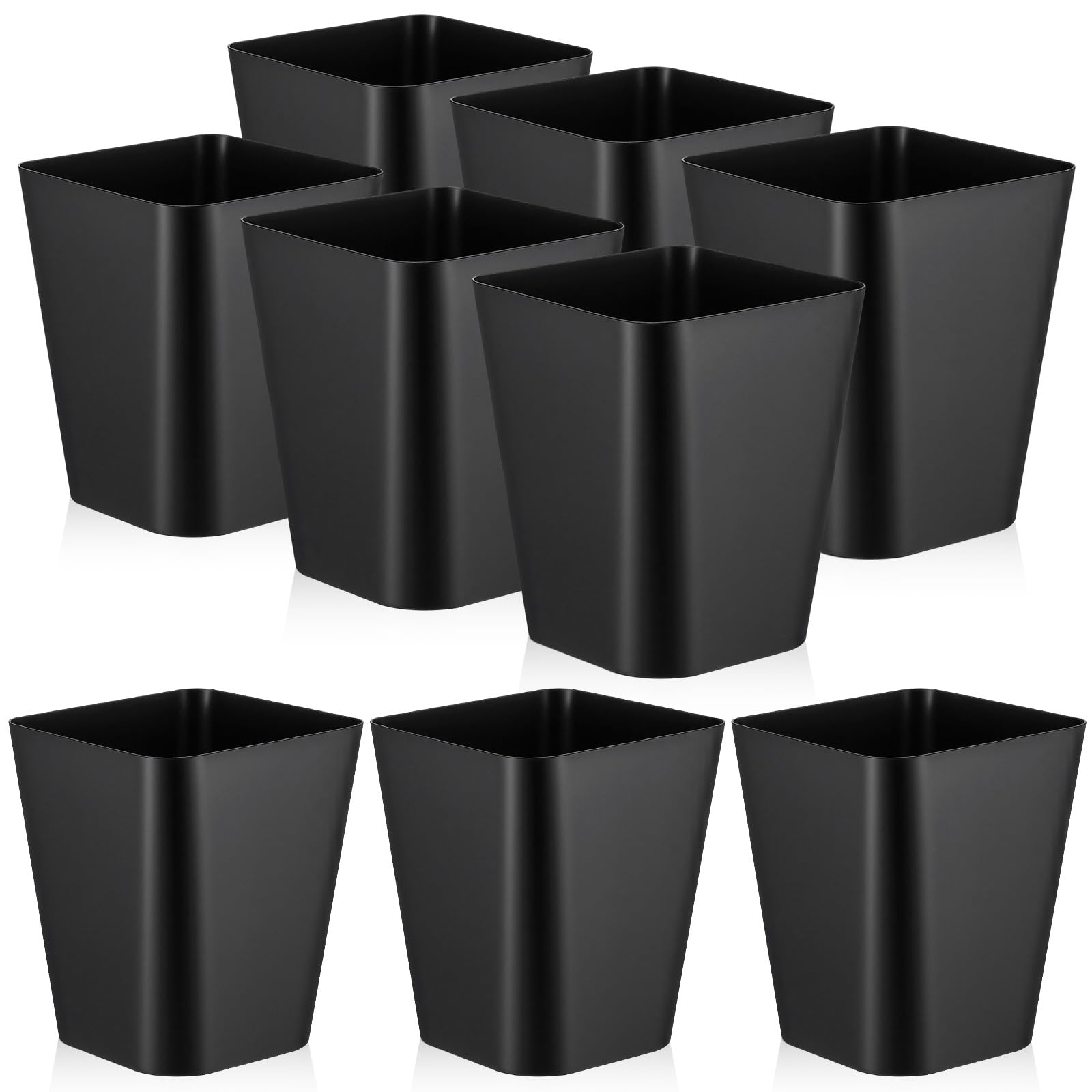 Photo 1 of SHENLIU 9 Pack 2 Gallon Trash Can, Black Small Garbage Can Bulk Bathroom Trash Bin Plastic Wastebasket Square for Bedroom Office and Kitchen Bathroom Narrow Space