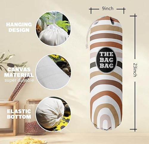 Miniatura 9 de Bolsa de comestibles, organizador rústico para bolsas de compras, bolsas de plástico de montaje en pared, dispensadores de contenedores de