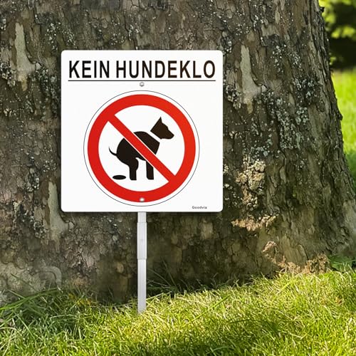 Goodvia 2 Stück XXL Hochwertige Steckschilder kein Hundeklo mit Halter 30 x 30 cm Alu Diese Wiese ist Kein Hundeklo Schild mit UV-Schutz von Goodvia