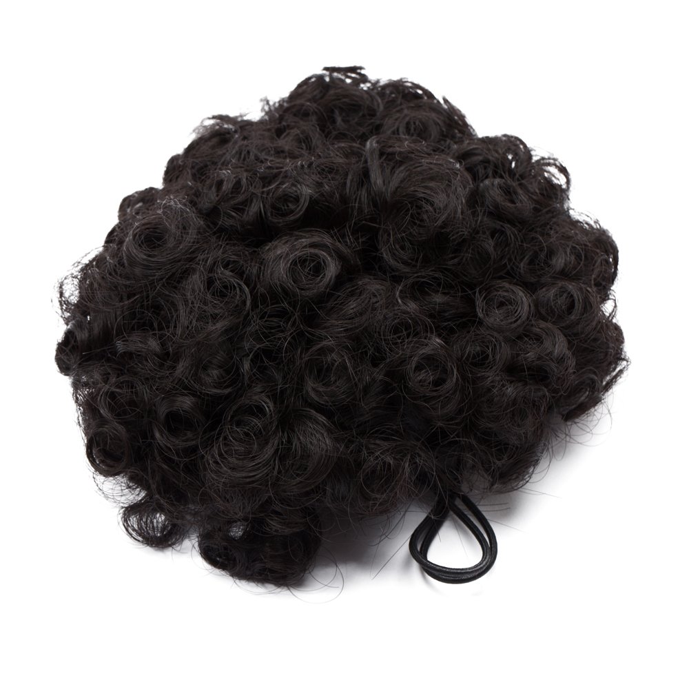 Synthetic Afro Puff Hair Bun Ponytail for African American Women Kinky Curly Scrunchies Drawstring Chignon Hairpiece with Clips Short Accessory 2 Pieces 4 Brown