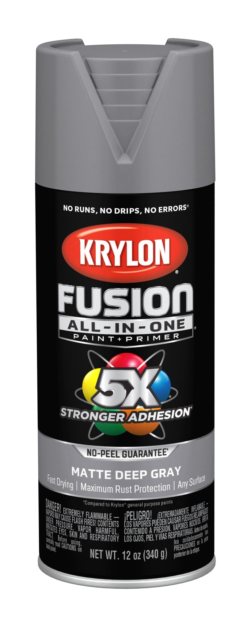 Krylon K02914007 Fusion All-In-One, Matte, Deep Gray, 12 oz.