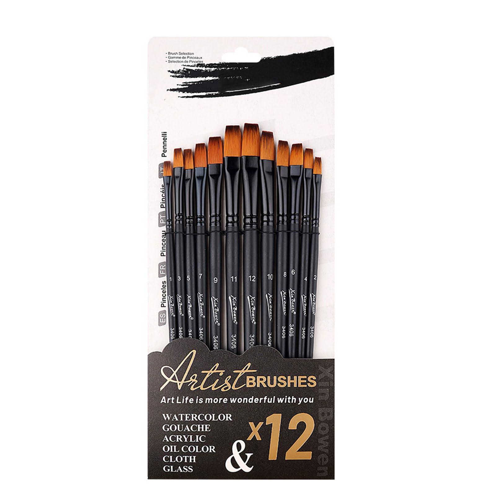 Hsioluted Pingfeng 12X Paint Brush Artist Brushes Watercolor Paint Brush Nylon Hair Brushes Multifunctional Painting Detail