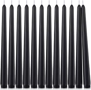 12 Pcs Black Taper Candles, 10×7/8 Inch Dark Candlesticks, Great for Christmas Halloween Dinner Party and Emergency