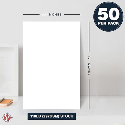 Miniatura 6 de Funda blanca pesada  Cubierta extra gruesa y duradera de 110 libras (297 GSM) - Acabado liso  Para artes y manualidades, postales, pósteres  Tamaño
