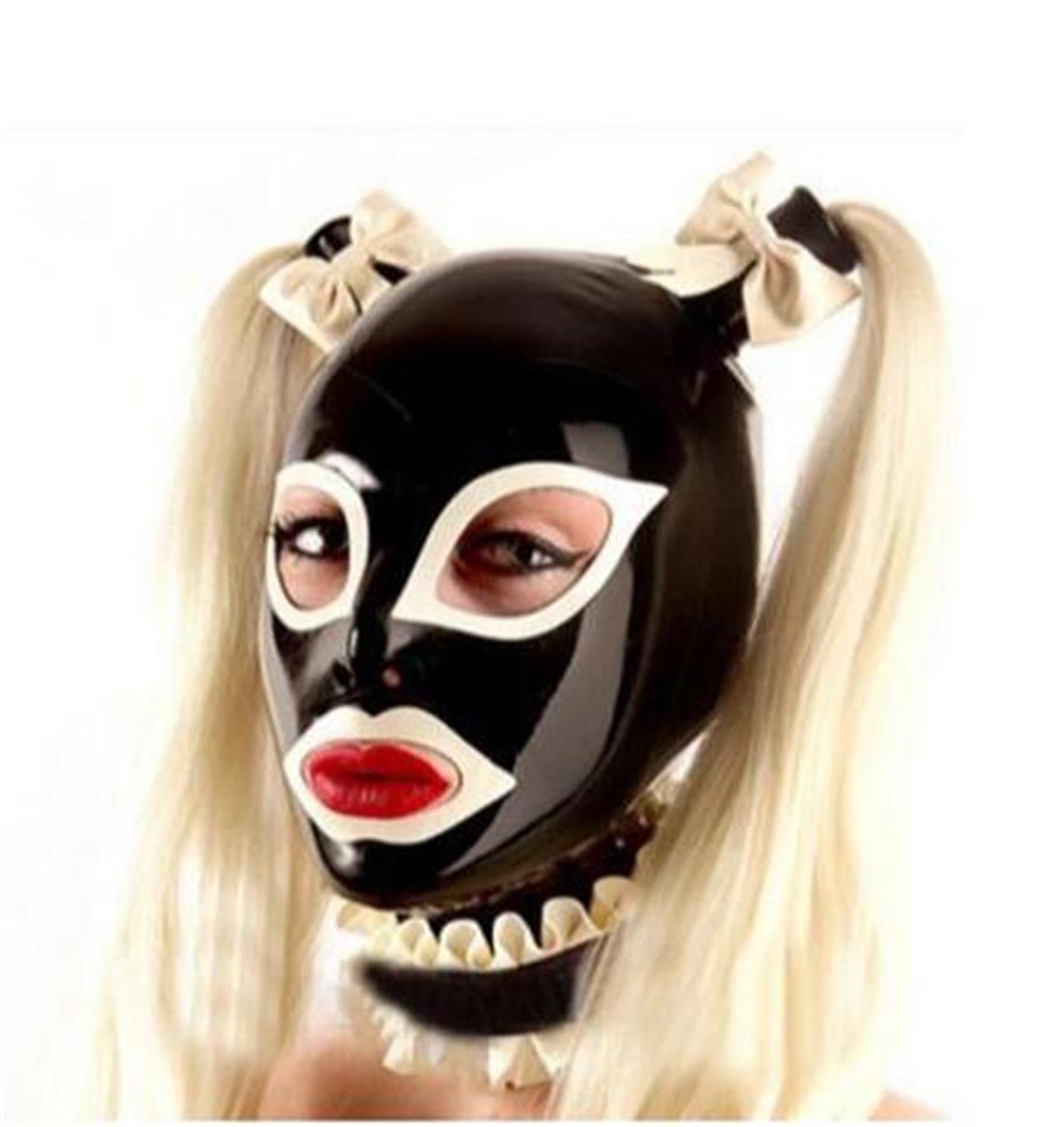 Lattice Testa Coperchio con parrucca - lattice Maschera per la testa Cappuccio in latex per gioco di ruolo di Party Club Wear