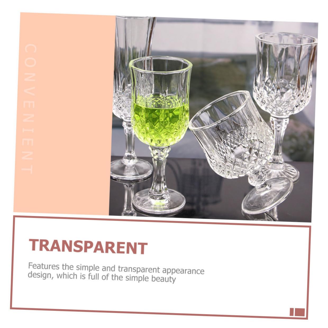 VANZACK 4 Stück Weißweingläser aus Glas Mattierte Kelche Gravierte Partygläser für Cocktails und Wein Vielseitige Trinkgläser mit Geschliffenen Kanten