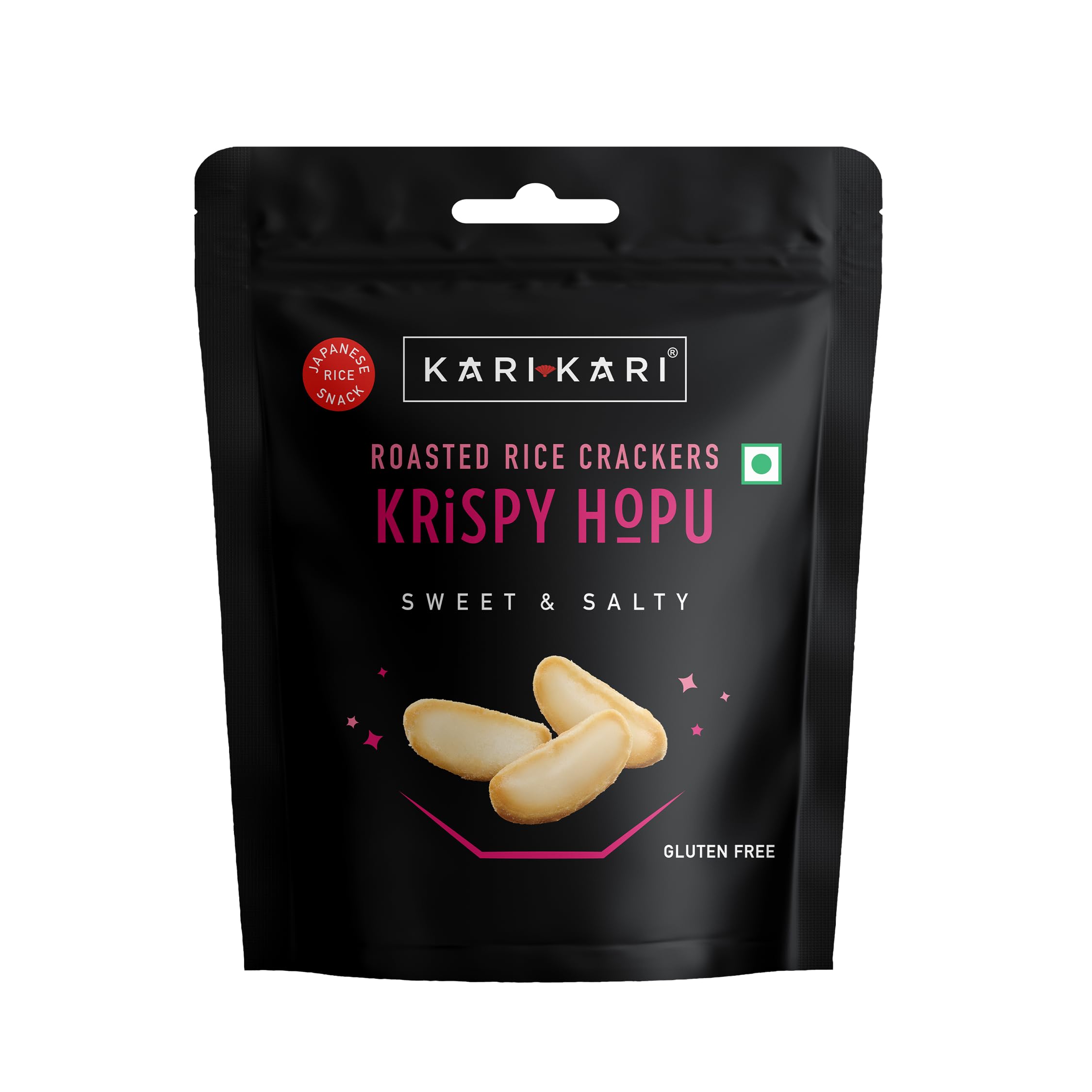 Kari Kari Krispy Hopu Rice Cracker | Sweet and Salty Flavour | Crispy Japanese Snack | Roasted, Non-fried, Gluten-Free | Healthy Snacks | 100% Vegetarian | 7 PM Snack (40g x Pack of 1)