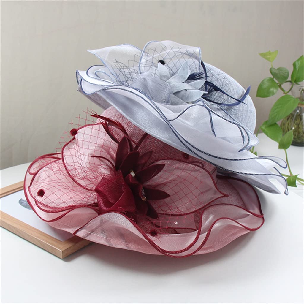 Cappello a Cilindro a Tesa Larga con Tesa Larga Cappello da Pescatore a Fiore Elegante da Donna Cappello da Sole per gita Estiva