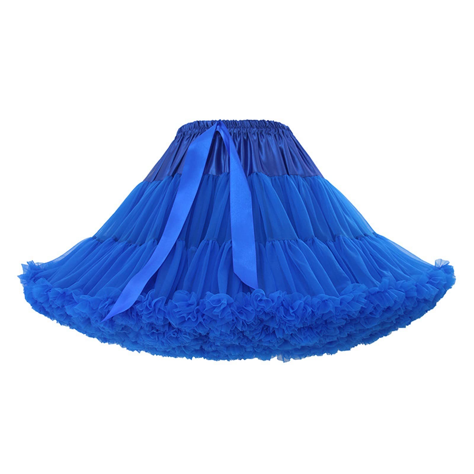 Jupe bouffante avec nœud pour femme - Couleur unie - Fait à la main - Jupe de performance - Jupe longue citron, bleu, Taille unique