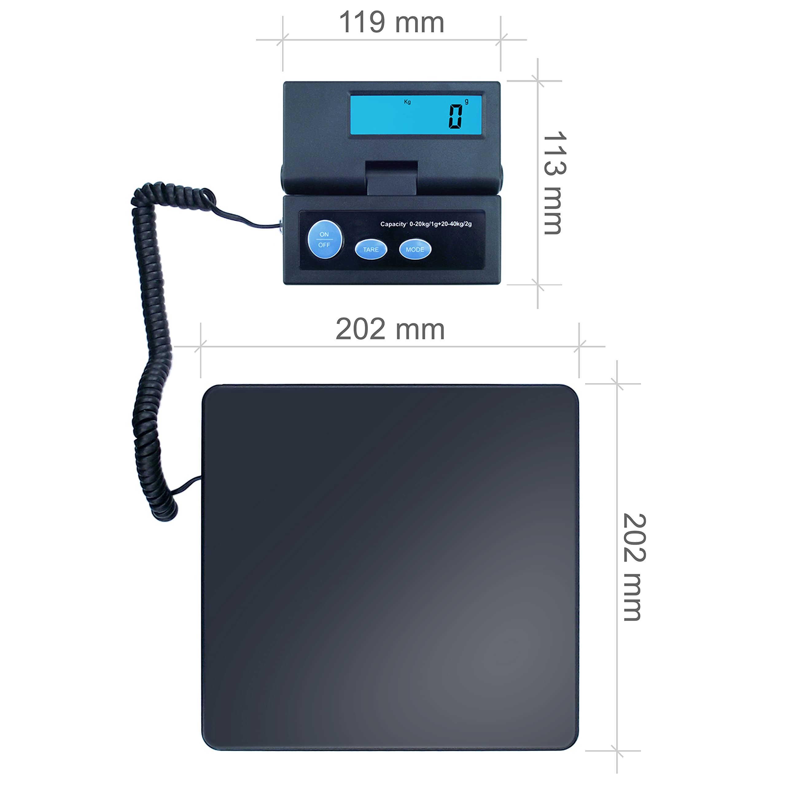 Bilancia digitale ACE 1g-40kg piattaforma robusta batteria e rete