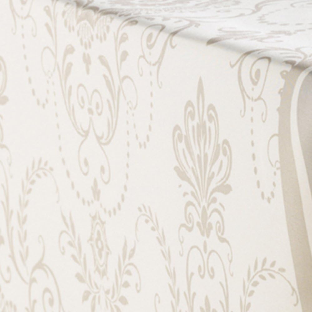 Exclusive Discount 90% Price My Jolie Home Ivory White Brown Baroque Rectangular Stain Resistant Tablecloth, 60 x 138-Inch - Ivory & Brown