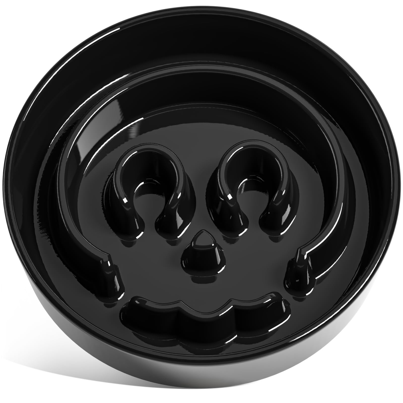 LE TAUCI Slow Feeder Dog Bowls Ceramic,3 Cups Slow Feeding Dog Bowl Medium Large Breed, Pet Bowl for Fast Eaters, Puzzle Pet Dishes,Skull Black