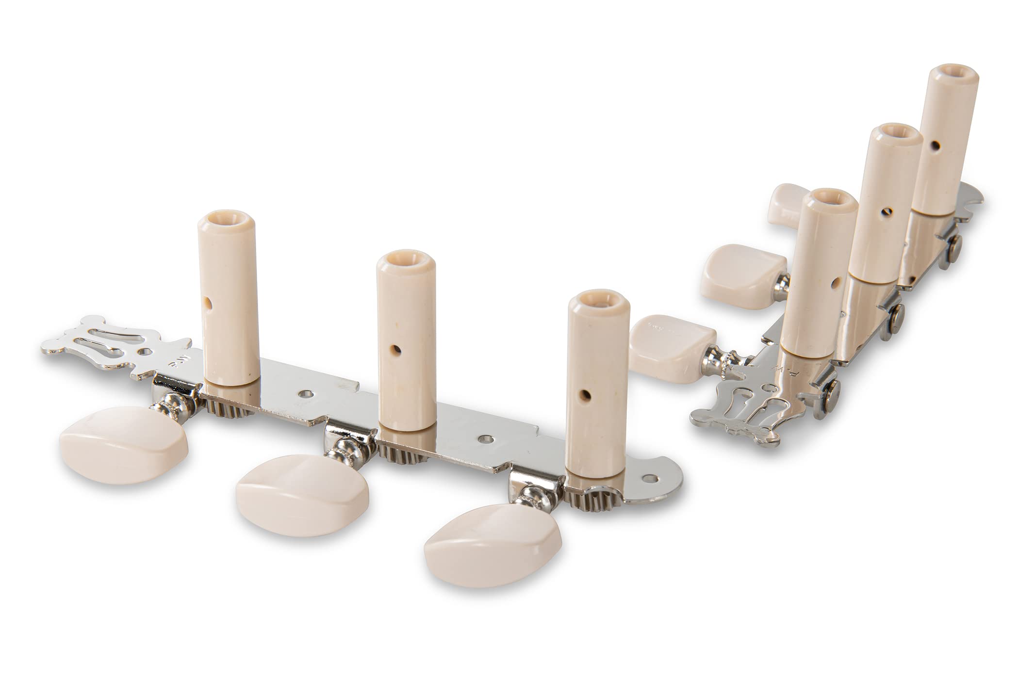 Gewa 545316 Meccanica Chitarra Classica Set, Cromato Senza Lyra, Bottoni A Farfalla Color Crema