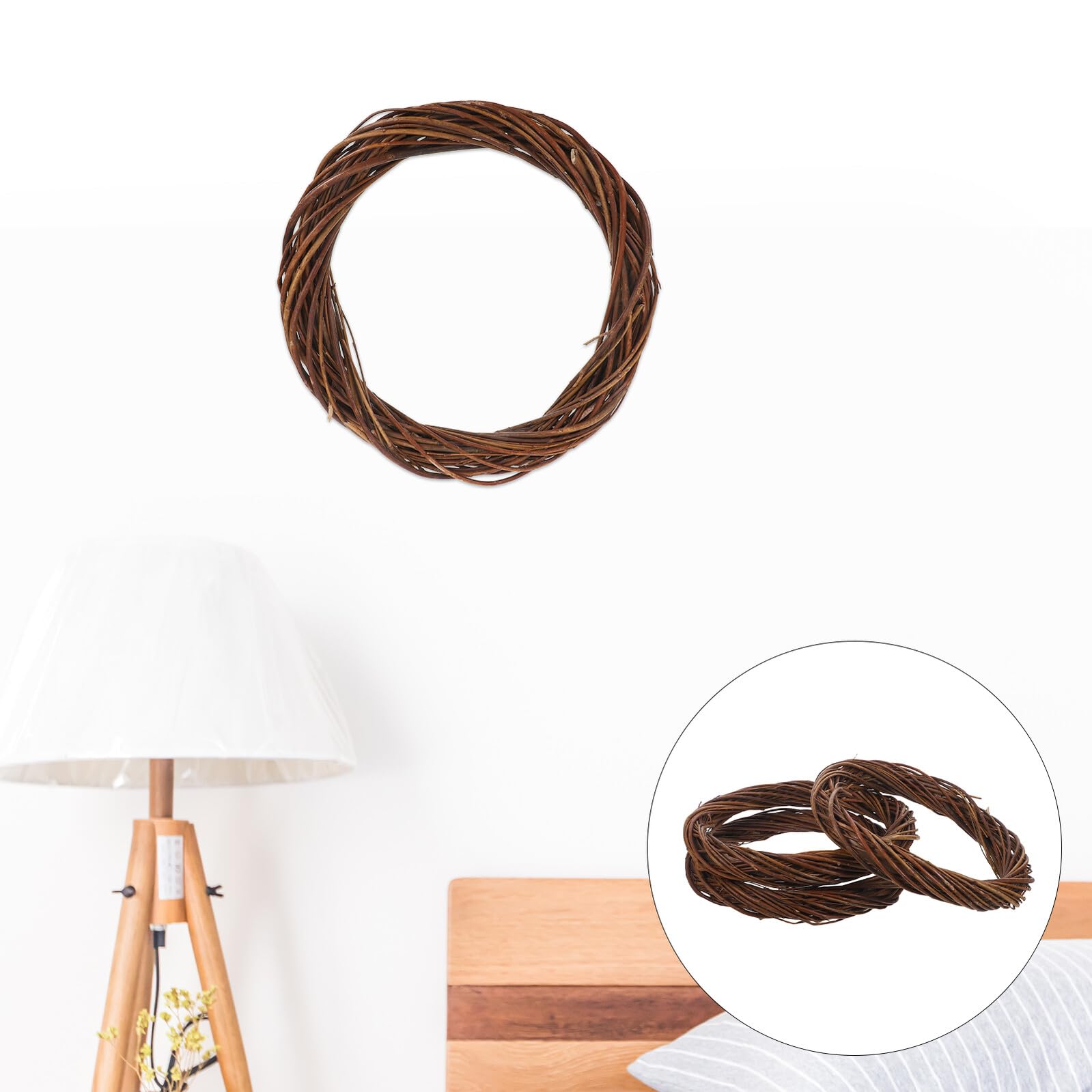 VANZACK 3 Stück Rattan Weinrebenkranz 30cm Handgeflochtene Selbstgemacht Weidenkränze für Hochzeits und Weihnachtsdekoration Runde Türgirlanden aus Natürlichen Zweigen