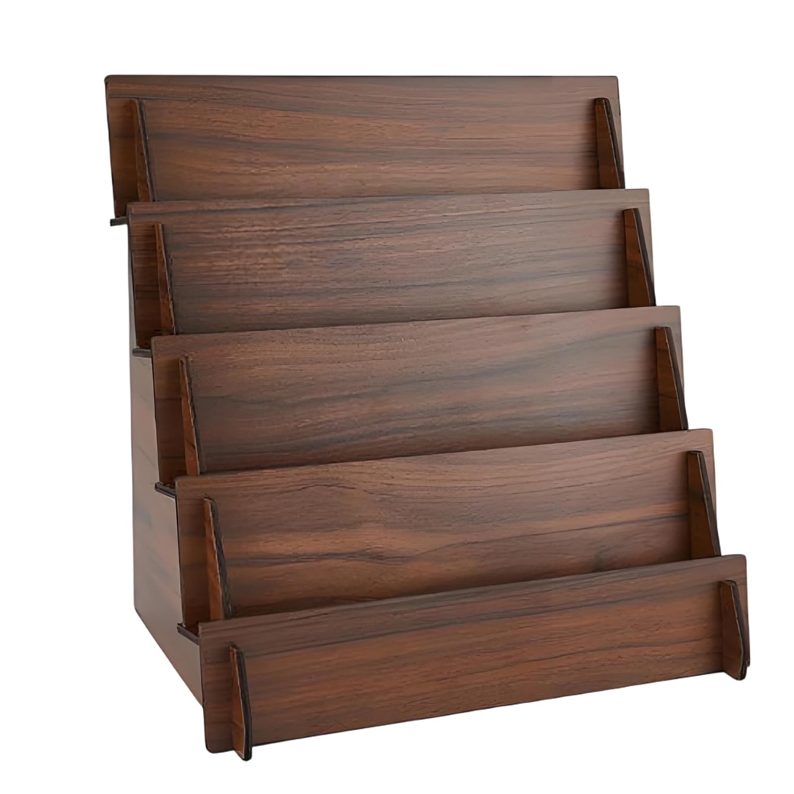 Msioytog Sturdy Wooden Step Designs Storage Rack for Neatly Arranging Cards on Your Workspaces Desktop Storage Rack