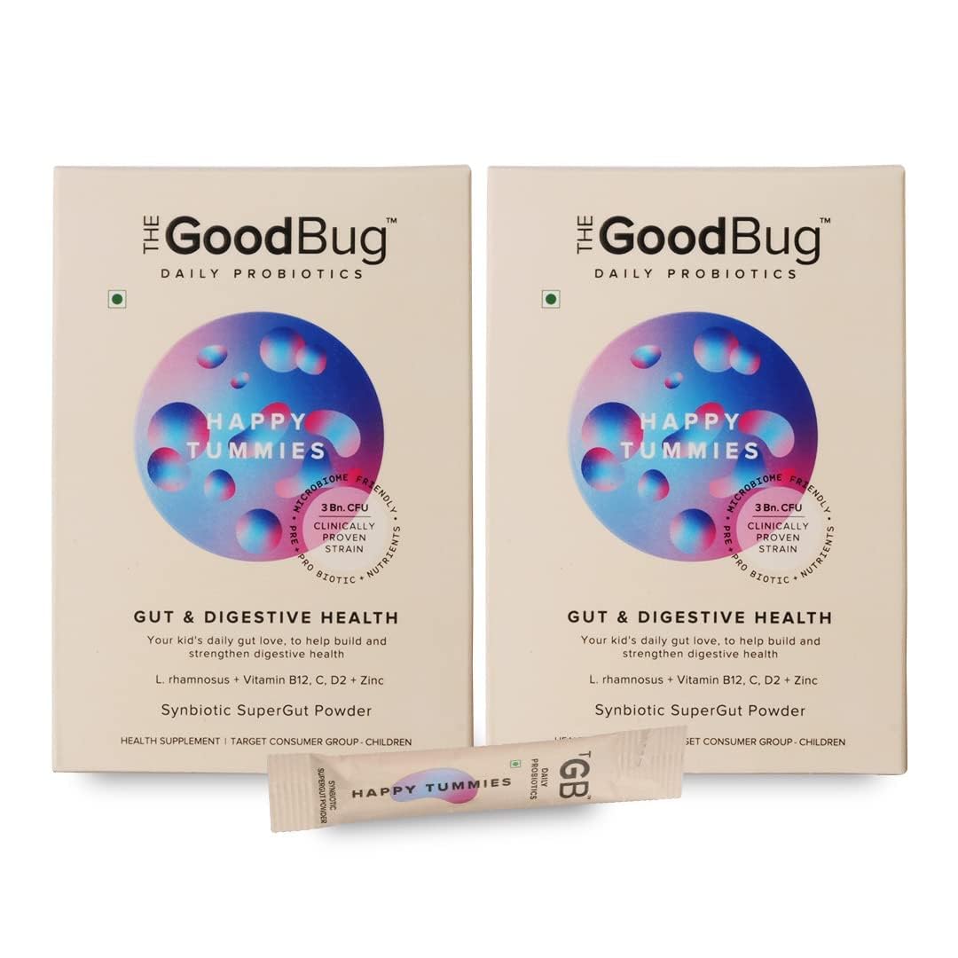 The Good Bug Happy Tummies SuperGut Powder | Immunity Booster Pre & Probiotic Supplement for Kids | 3 Billion CFU of Clinically Proven Strains | 30 Days Pack