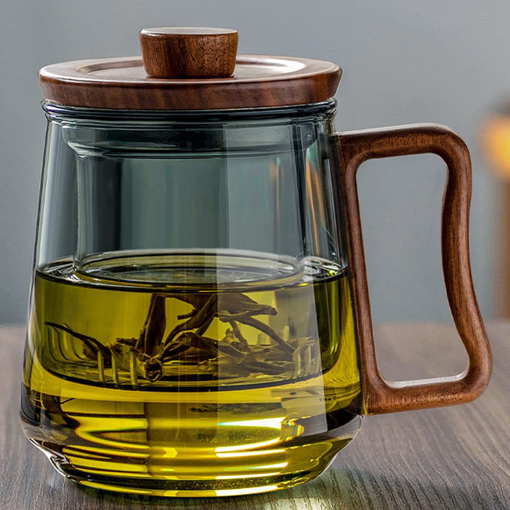Kryształowy kubek do kawy, szklanki filiżanki do kawy/herbaty, 500 ml szklany kubek do herbaty separacja wody kubek biurowy kubek do herbaty Kung Fu zestaw do herbaty