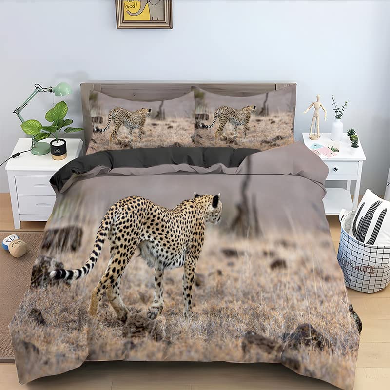 Housse de couette 90x190 zèbre gris avec sa taie d'oreiller 65x65 en microfibre