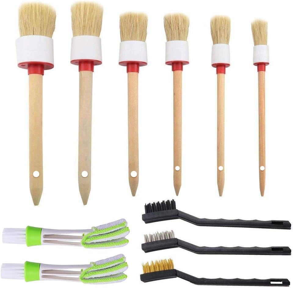 OFNMY 11Pcs Car Detailing Brushes Set, 6Pcs Auto Cleaning Detailing