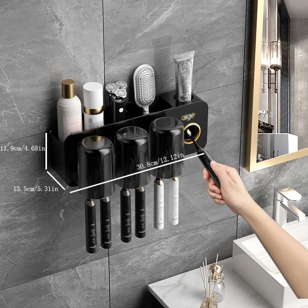 Estante para Cepillos de Dientes 2 Pezzi Supporto for spazzolino a Parete Porta da Dono spazzolino da Denti con bocchettiere Kit di spremitura Automatica del distributore di dentifricio(C)