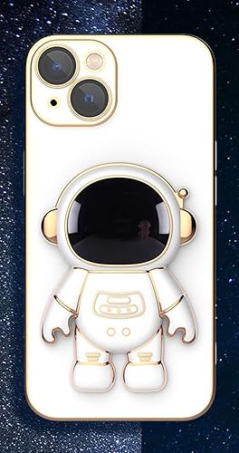 Miniatura 2 de Funda con soporte oculto de astronauta chapado en 6D compatible con iPhone 111213 Pro Max, funda de astronauta estéreo color blanco para iPhone 11