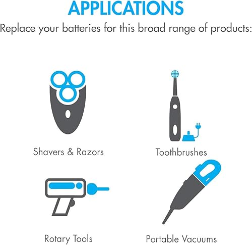 Miniatura 3 de Tenergy Batería recargable AA NiCD de 1.2 V, baterías de alta capacidad de 1000 mAh con pestañas para afeitadoras, recortadoras, maquinillas de