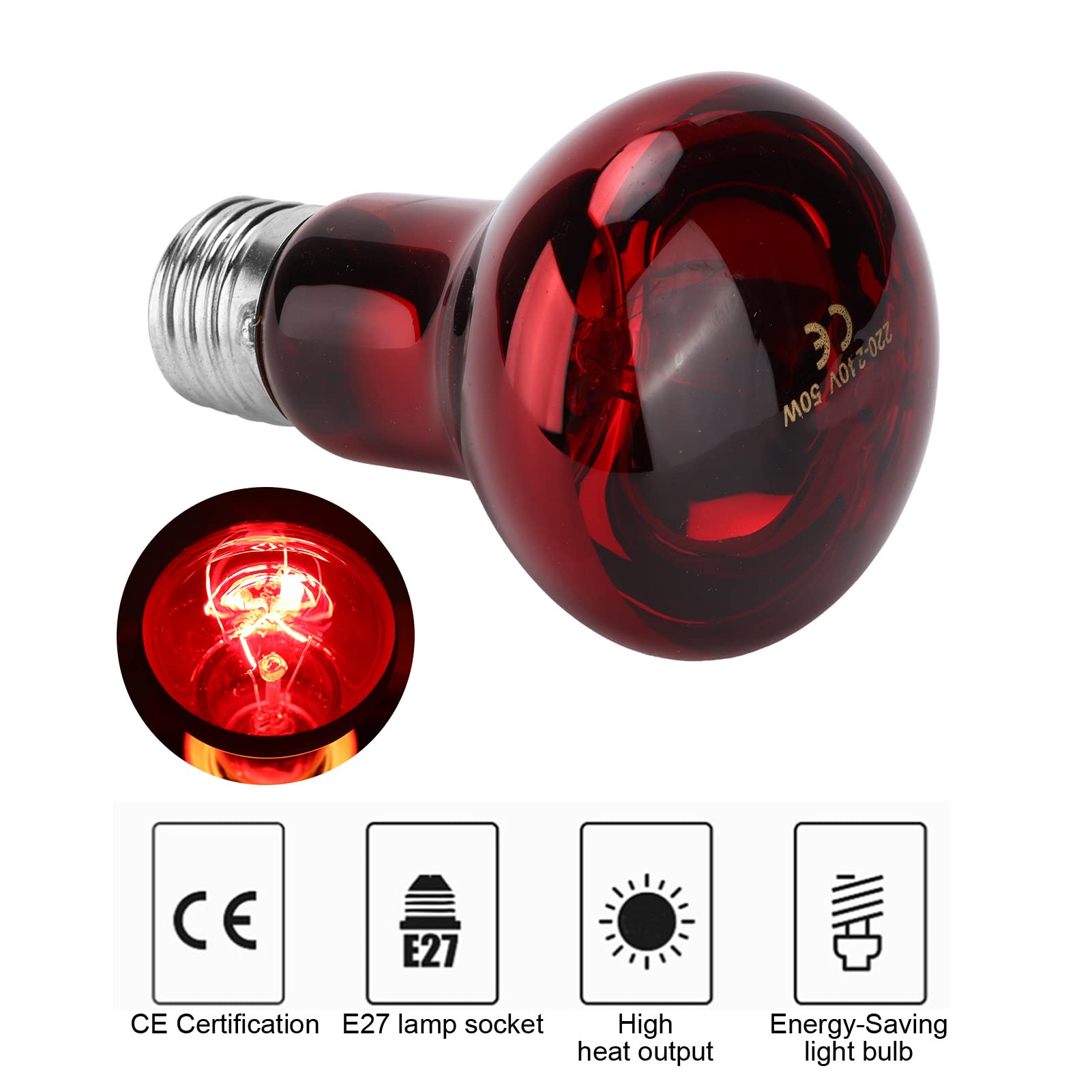 Lampada Riscaldante Per Allevamento Akozon 250W - Infrarossi, Temperatura Regolabile, 220-240V - Foto 9