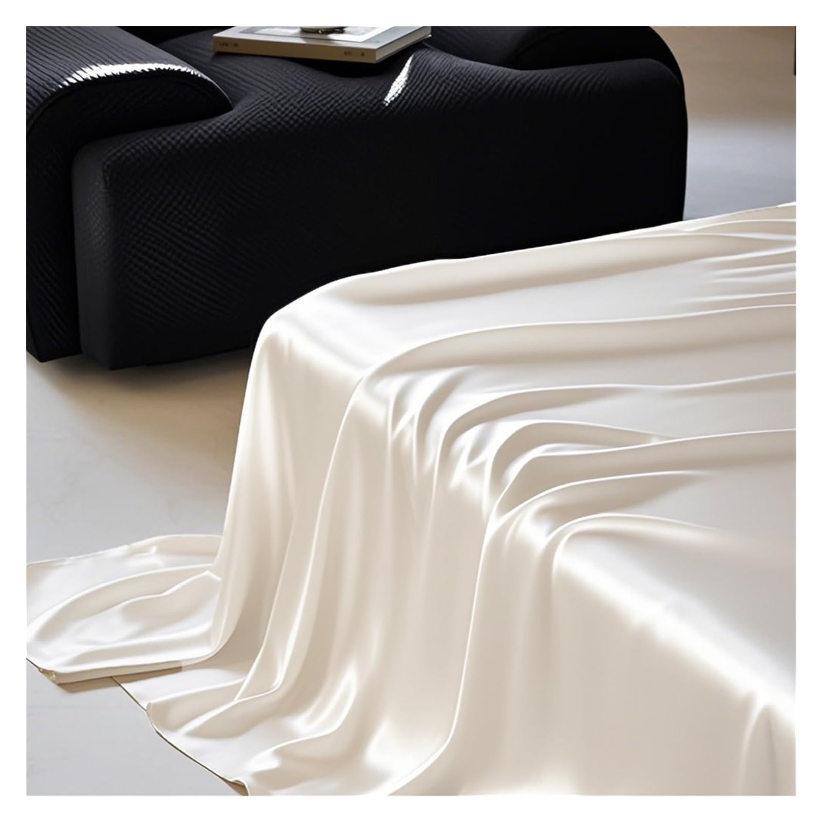 Sabanas encimeras de satén 170x230cm 230x250cm 250x250cm Ropa de Cama ultrasuave y Sedosa de Lujo, sábana Plana para Adultos y niños(Beige,170x230cm)