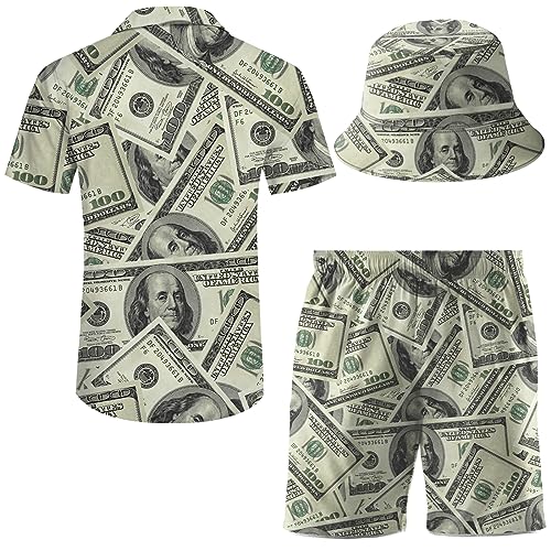 Men's 2 Piece Tracksuit Hawaiian Shirt Shorts Button Down Shirt and Shorts Sets with Bucket Hats3