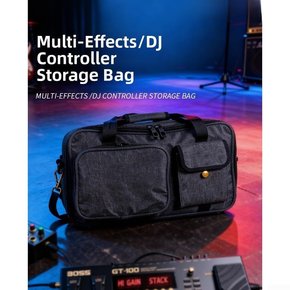 Zenllihome Borsa per processore multi effetti per chitarra, pedaliera e controller DJ, impermeabile, antiurto, custodia per musica con spalla, zaino portatile per accessori per chitarra (M, nero)