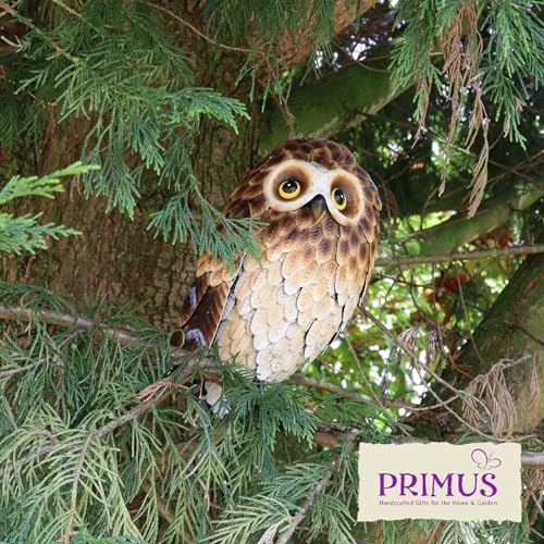 Primus Small Standing Metal Brown Owl, Size: 28cm x 20cm x 13cm - Image 2