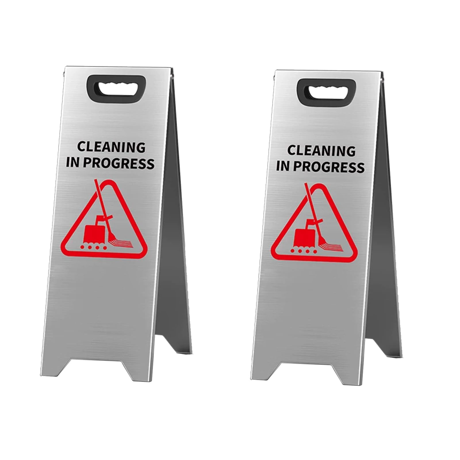 Klappbares Warnschild mit A-Rahmen, robustes Warnschild aus Edelstahl für nasse Böden mit komfortablem Griff, tragbares Sicherheitsschild für den gewerblichen, öffentlichen und industriellen E Silber