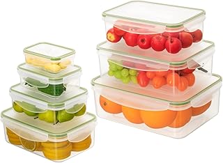 AiQInu Boîtes Alimentaires Hermétiques,7PCS (3.8L+2.5L+1.5L+1L+0.5L+0.24L+0.12L) Boîtes De Conservation Alimentaire Hermétiques, Sans BPA,Étanche, Plastique Empilable Pour Frigo&Micro-Ondes