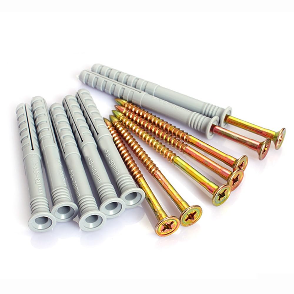 Tornillo autorroscante de nailon de percusión de expansión, tornillos métricos, fijaciones de pared, clavos de expansión de plástico M6 M8 M10 (20 unidades, M10 x 80)