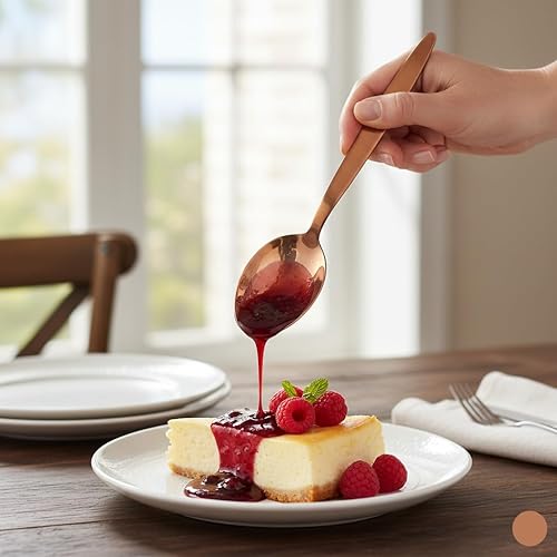 Miniatura 5 de Chef Kunz - Cuchara de acero inoxidable 18/10, color oro rosa, acero inoxidable 18/10, utensilios de cocina de 9 pulgadas