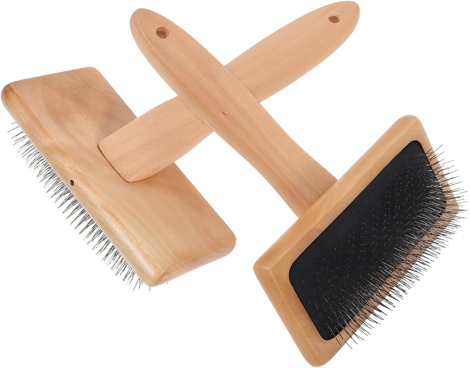 Needle Felting Slicker Brush with Wooden Handle, 2pcs Wool Spinner