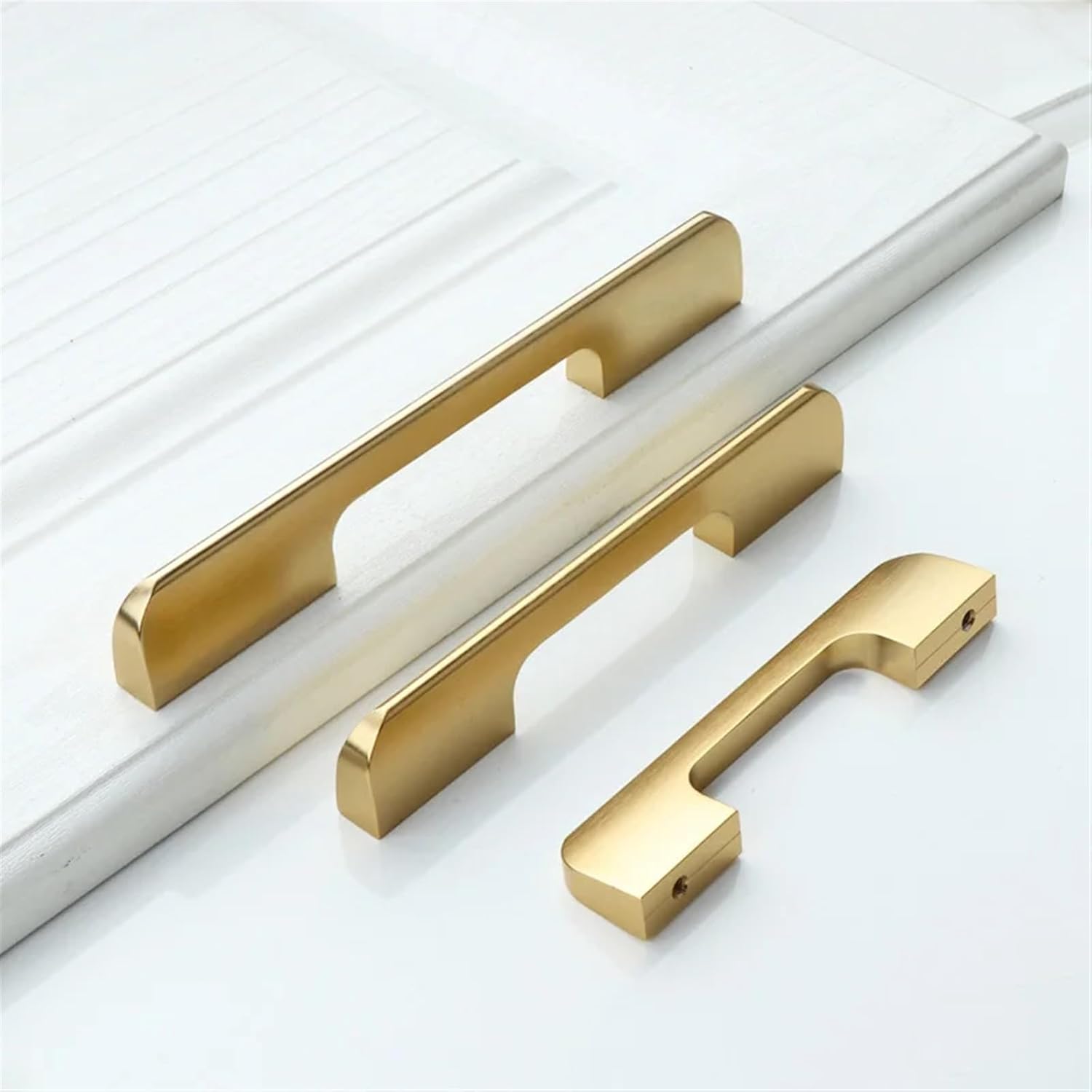 Black Cabinet Handle Gray Gold Aluminum Alloy Kitchen Cupboard Drawer Knobs Pulls Furniture Handles Hardware 2Pcs(Silver,Hole 128mm)