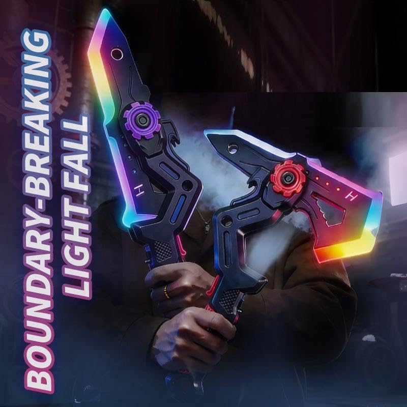Image of Cable World 2-in-1 LED Fog Axe Sword,Fog Effect Swords with Multicolor LED Lights and Sound Effects, 7 Color Change, One Button Switch Combine Design USB Rechargeable Cosplay Gift Toy