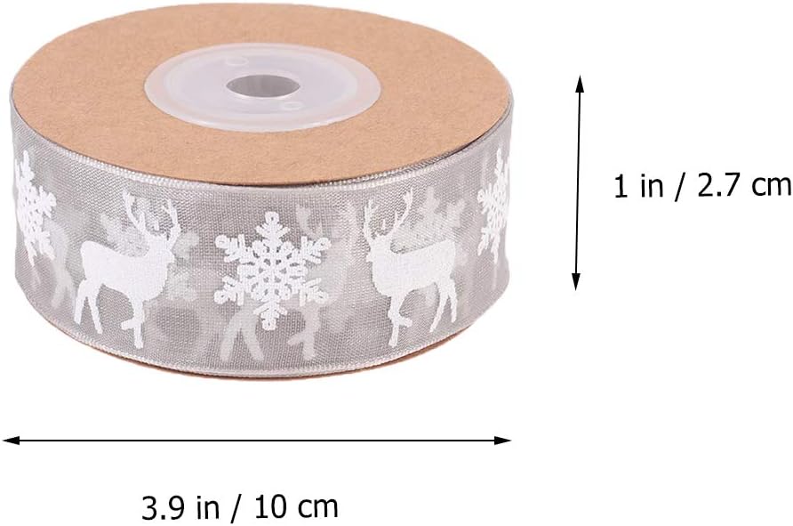1 Roll 10M Christmas Ribbon Snowflake Deer Pattern Craft Trim Ribbon Cake Wrapping Tape Ornament for Party Decor New Year Wedding (Grey) - Image 4