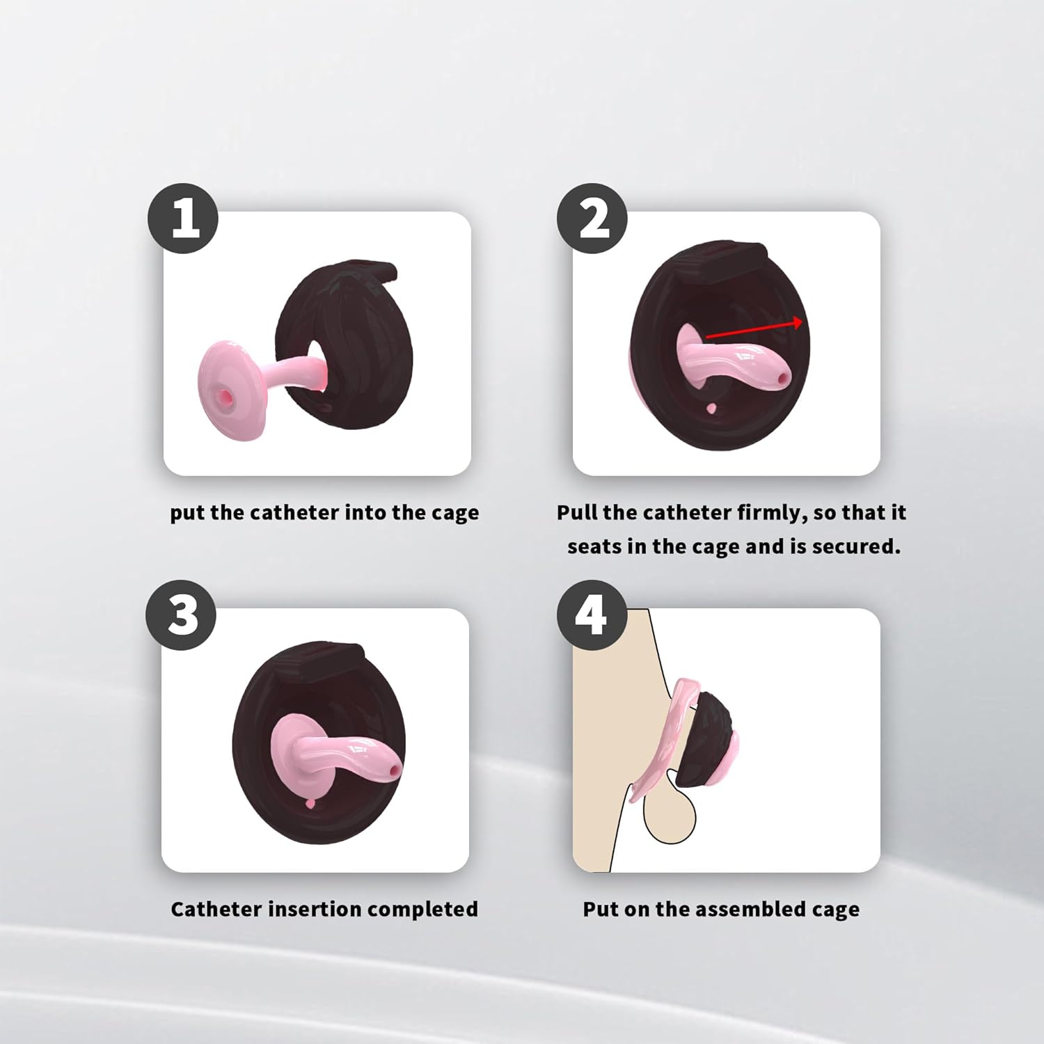 Male Plastic Chastity Cage Sex Toys – Lightweight Chastity Device with 4 Size Silicone Cock Ring & Invisible Lock, Large Cock Cage with Elastic Belt Bondage Gear for Penis Exercise Control