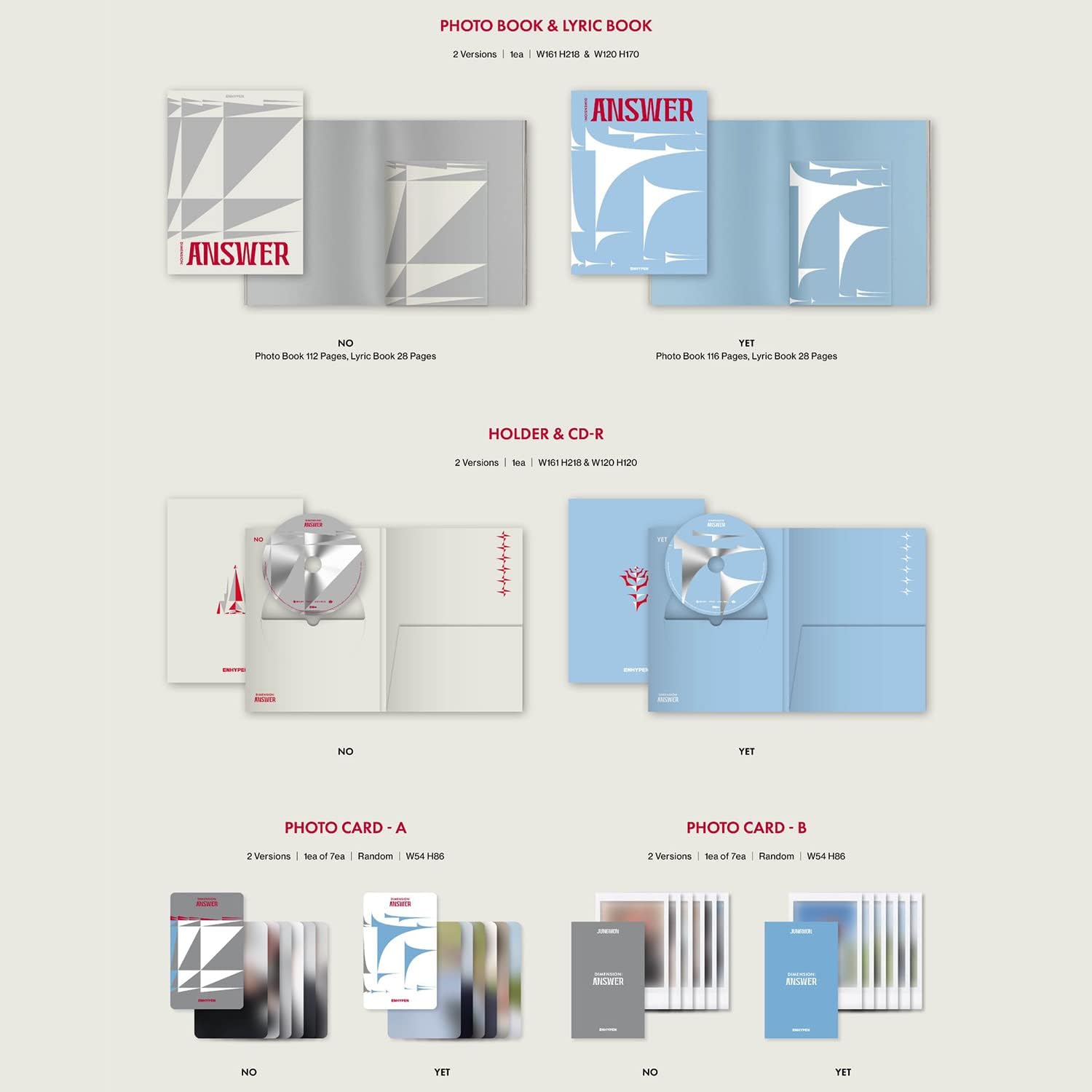 ENHYPEN The 1st Album Repackage - [DIMENSION:ANSWER] (NO Ver.) Book Case+Photo Book+Lyric Book+Holder+CD-R+Photo Stand+Photo Card-A&B+Paper Dice+Sticker+Photo Bookmark